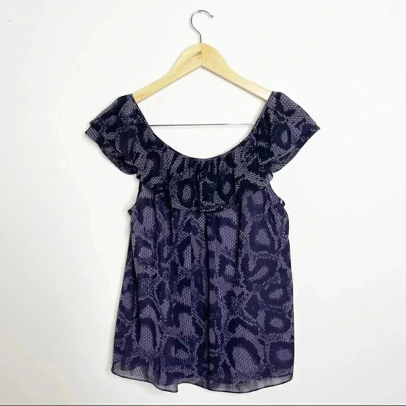 Rebecca Taylor Purple Snakeskin Sleeveless Blouse Size 4 - Picture 5 of 5